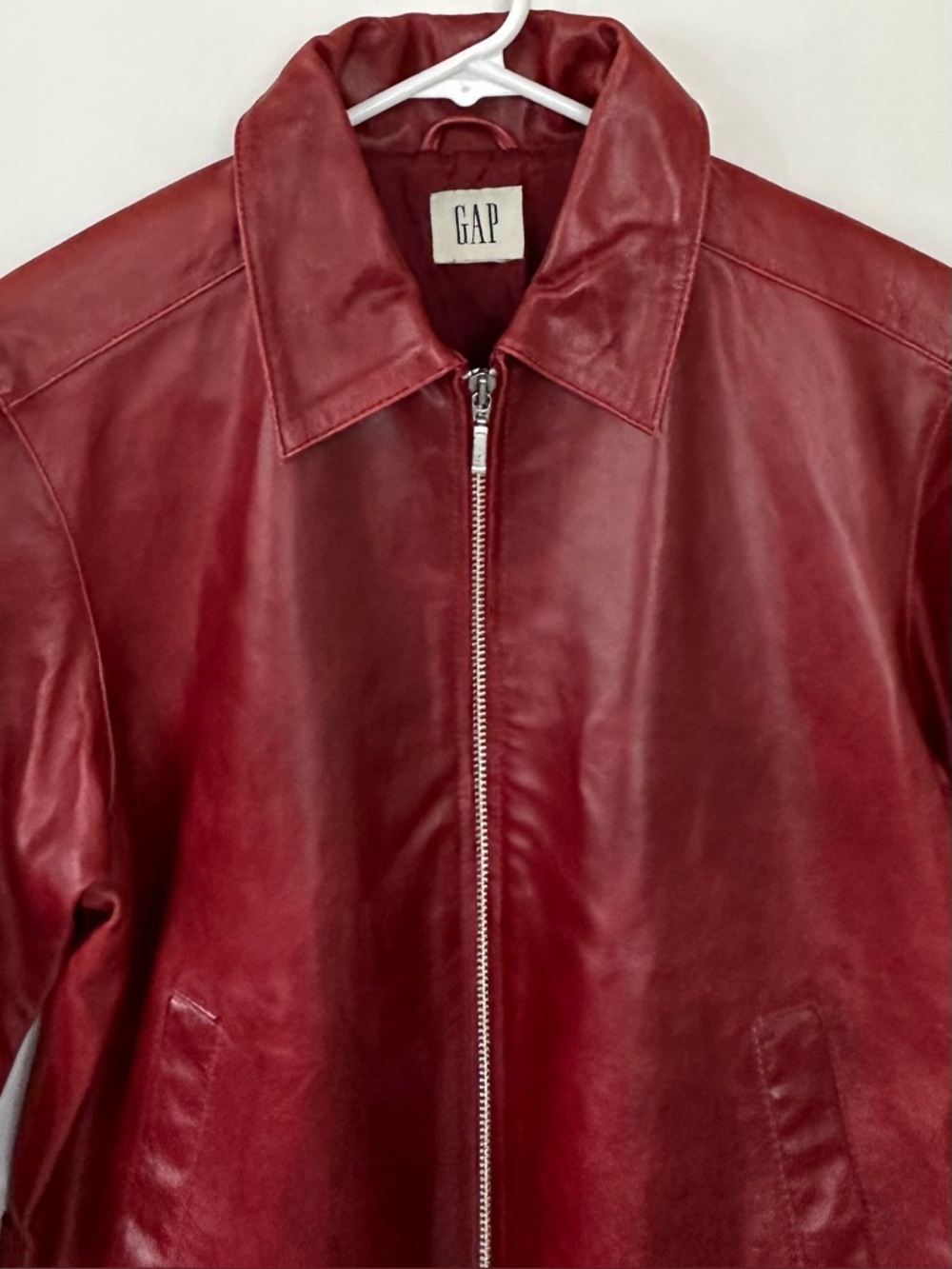 Vintage 2000’s GAP Red Leather Zip-Up Jacket - Picture 4 of 15